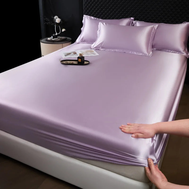 DecorBites™ 100% Mulberry Silk Fitted Sheet Set with Pillowcase - Luxury Solid Color Silk Bed Linen