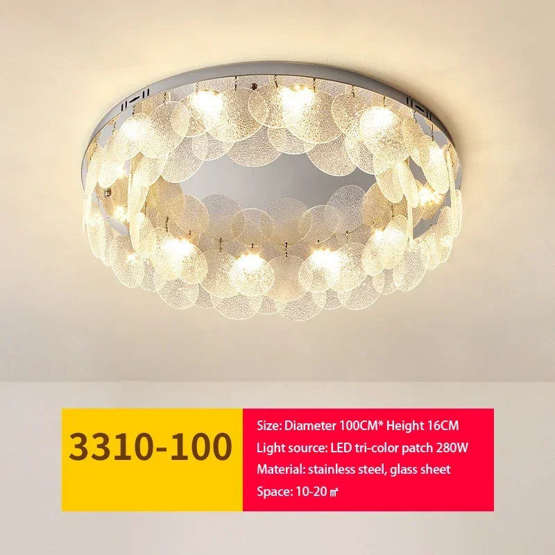 DecorBites™ ثريا زجاجية ومصباح سقف LED | فن معدني حديث | ديكور داخلي لغرفة المعيشة والمطبخ