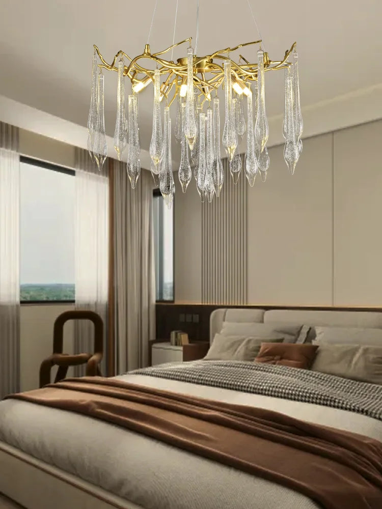 DecorBites™ ثريا كريستال قطرة كبيرة: مصباح متدلي عصري لغرف النوم والمطاعم