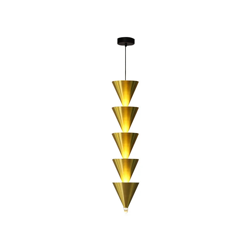 DecorBites™ Cream Bedroom Chandelier: Minimalist Designer Conical Long Line Branched Light Fixture