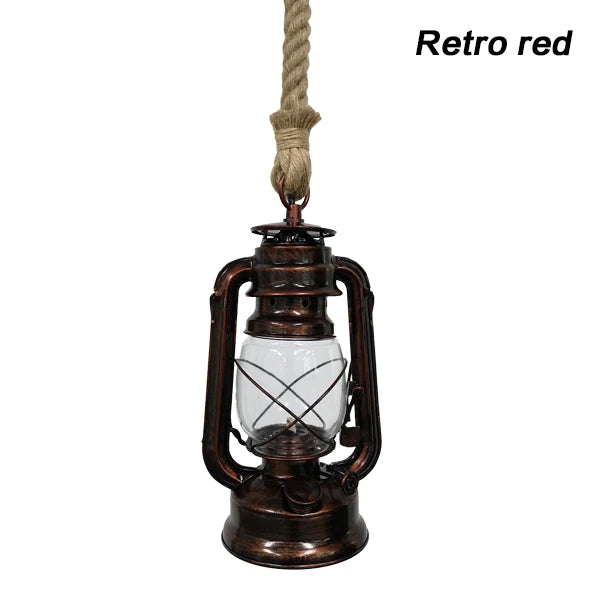 Vintage Hemp Rope Lantern Pendant Light