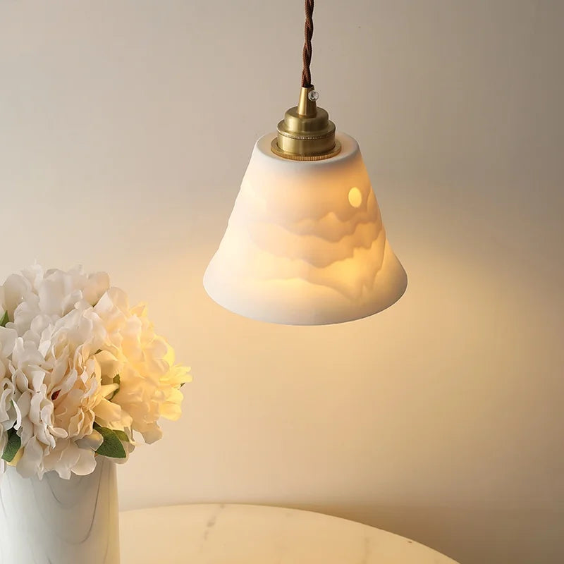 مصباح قلادة DecorBites™ LED سيراميك: مصباح تعليق عصري قابل للتعديل للمطبخ وغرفة الطعام والبار