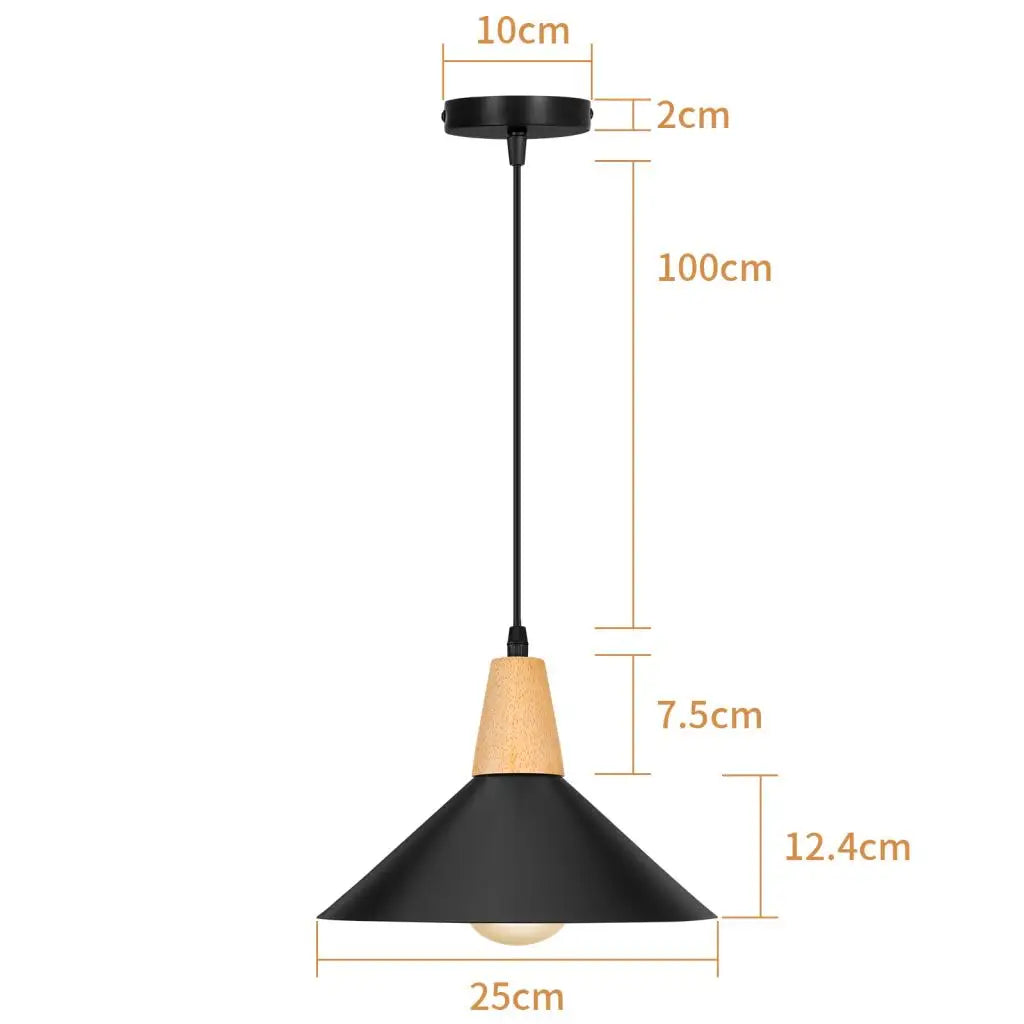 Black Wood Industrial Pendant Light