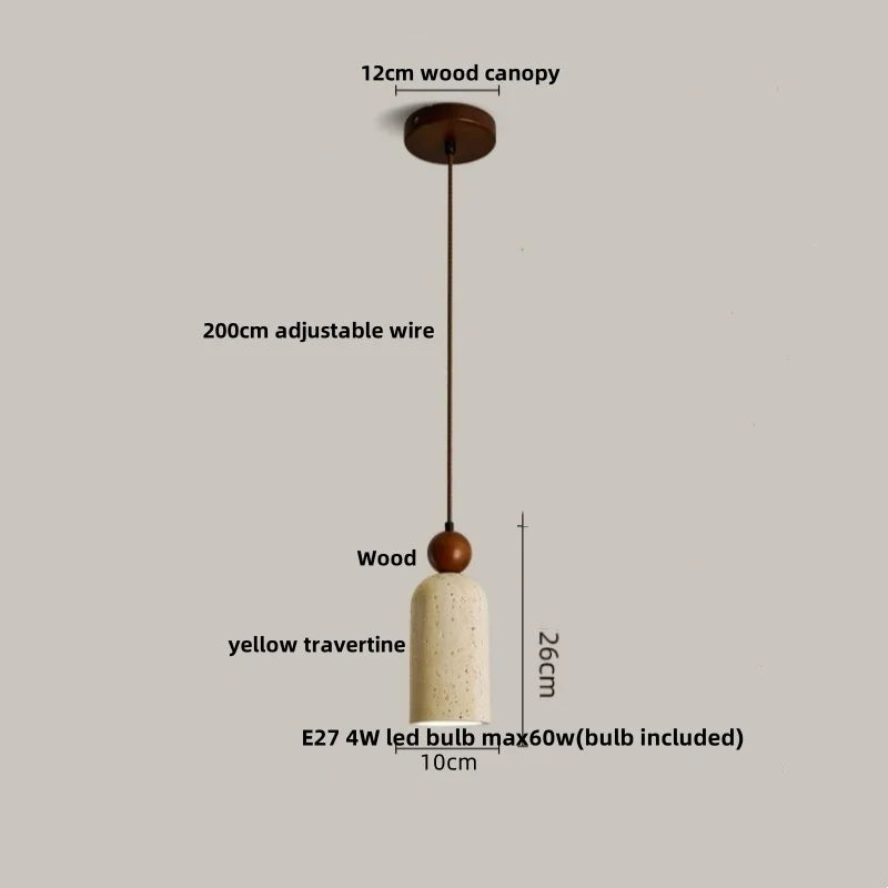 DecorBites™ Adjustable LED Pendant Light - Nordic Modern Yellow Travertine Marble Wood Fixture