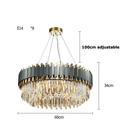 DecorBites™ Art Deco Black Golden Crystal Chandelier for Foyer