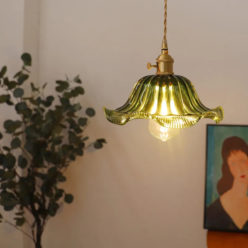 DecorBites™ Glass Industrial Pendant Light: Loft Style Fixture with Copper Socket for Home Decor