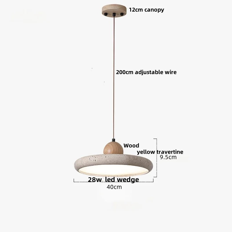 مصباح معلق LED من DecorBites™ من الحديد الأسود بتصميم وابي سابي - حجر الترافرتين الأصفر