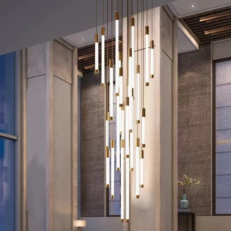 Modern Staircase Pendant Chandelier in Black or Gold