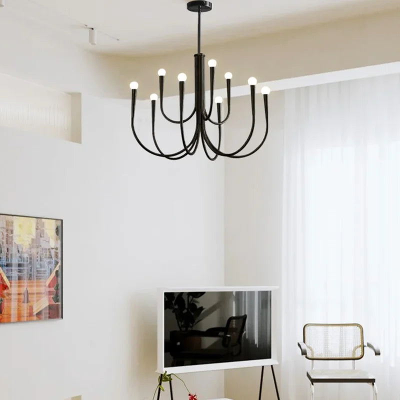 DecorBites™ French Candle Led Chandelier Black Gold Kitchen Modern Island Light