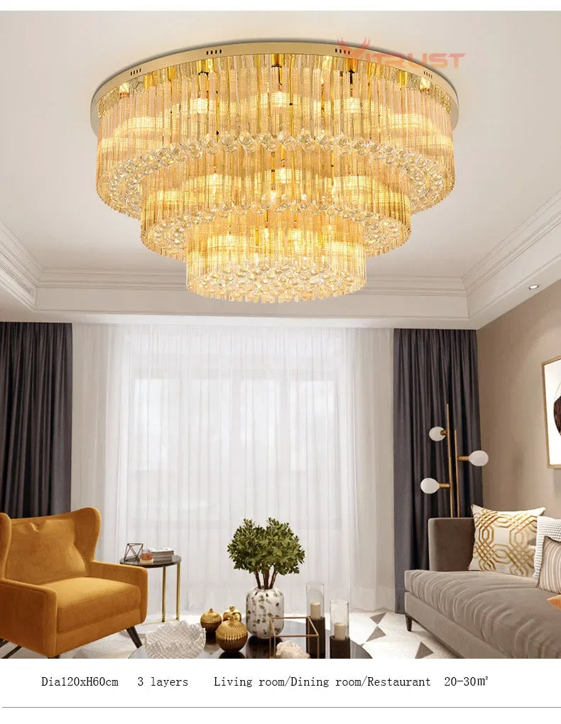 DecorBites™ مصباح سقف كريستالي كبير: تركيبات إضاءة أنيقة للمنزل والفنادق