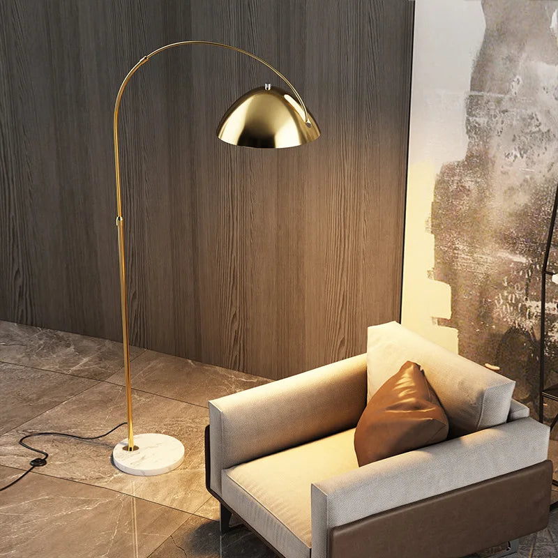 مصباح أرضي LED DecorBites™ ذهبي أسود معدني بسيط حديث لغرفة المعيشة