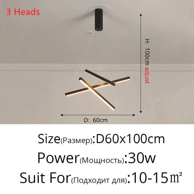 DecorBites™ Aluminum Ceiling Chandelier with Changeable LED Shape for Stairway and Living Room