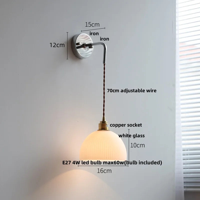 DecorBites™ Ceramic LED Wall Sconce Modern Nordic Design Adjustable Pull Chain Switch WC Mirror Light