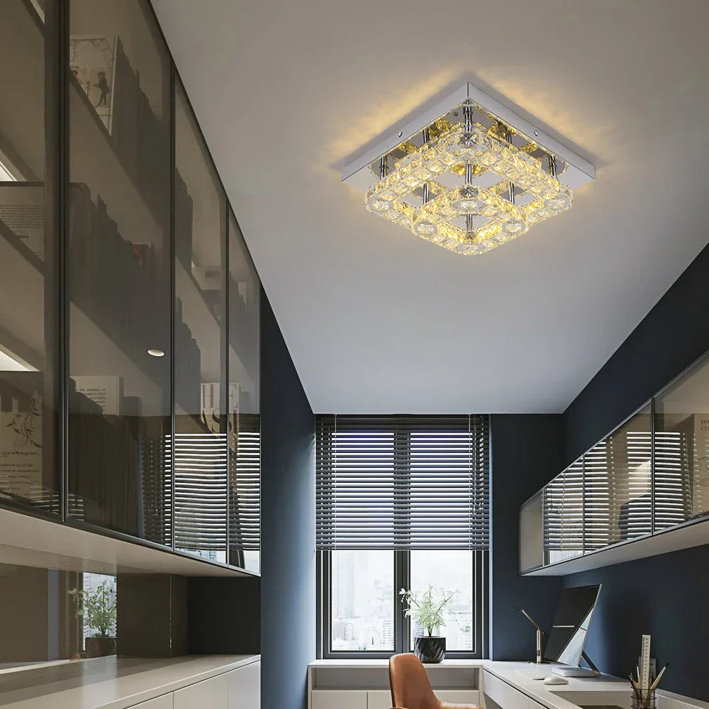 DecorBites™ Crystal LED Square Chandelier Ceiling Lamp for Bedroom Living Room Home Decor