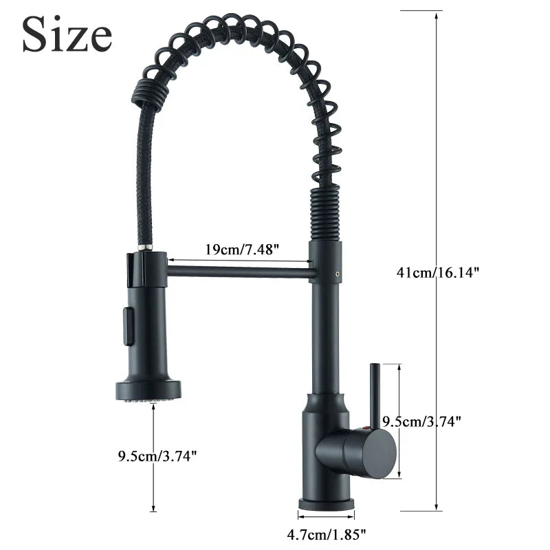 DecorBites™ Black Flexible Kitchen Faucet Pull Down Mixer Tap Swivel Stream Sprayer Nozzle