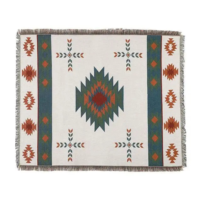 DecorBites™ Geometric Cotton Knitted Sofa Blanket & Tapestry