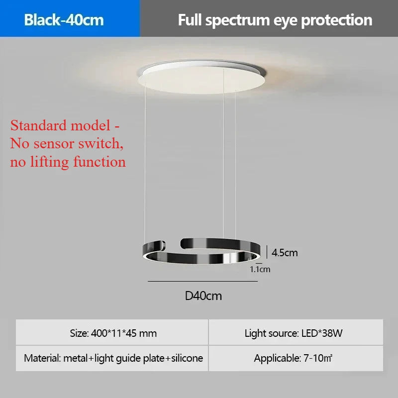 Modern Ring LED Pendant Light in Black or White