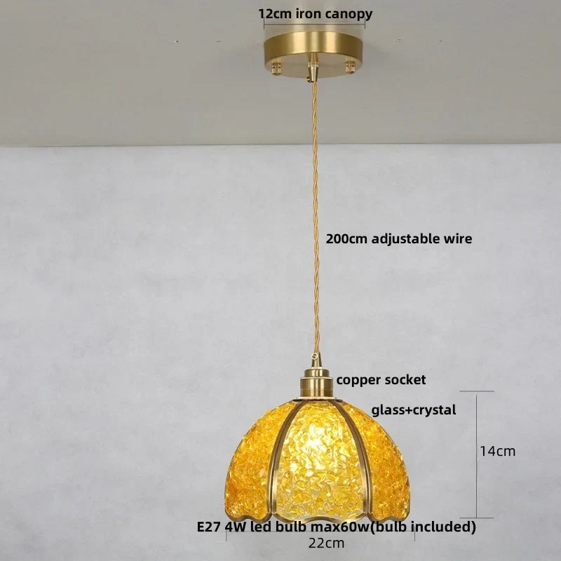 DecorBites™ Crystal Glass LED Pendant Light Fixture for Kitchen Dining Room Bar Luxury Art Decor