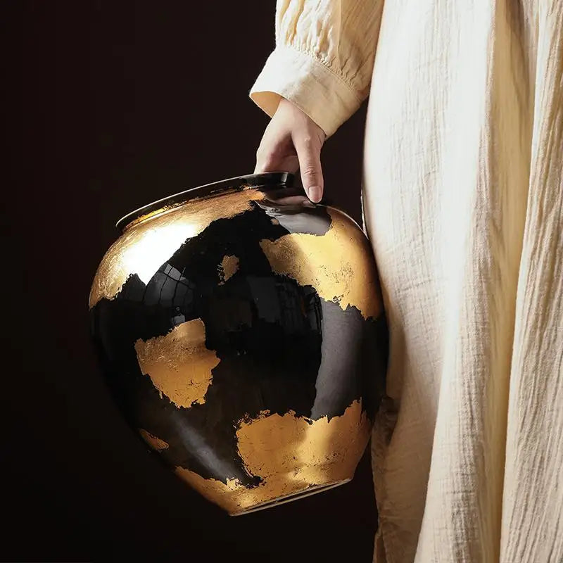 فازة سيراميك DecorBites™ Gold Foil لتنسيق الزهور والديكور المنزلي