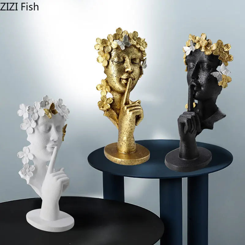 DecorBites™ Gold Silence Is Gold Garland Figure Resin Sculpture Desk Decoration