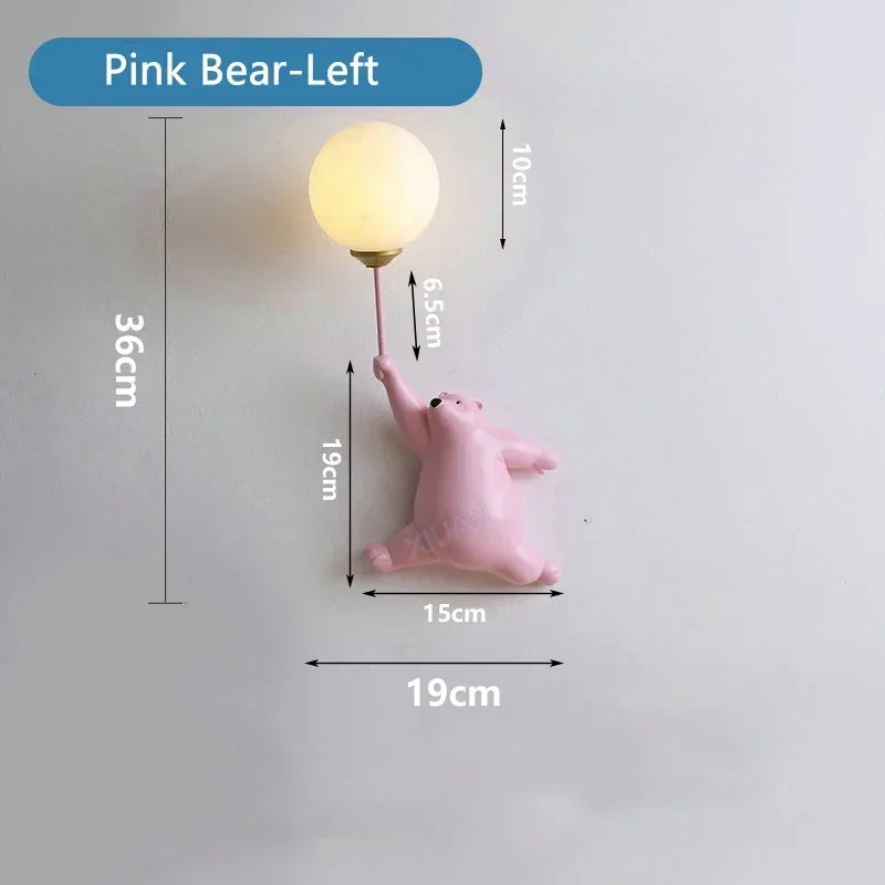 DecorBites™ Bear Moon Wall Lamp: Modern Cartoon Light for Kids' Bedroom Décor