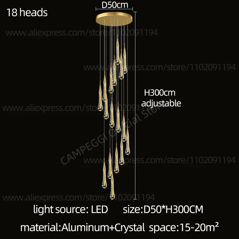 DecorBites™ Crystal LED Pendant Chandelier for Modern Luxury Living Room