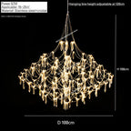 Starry Crystal Firefly Pendant Chandelier in Polished Steel