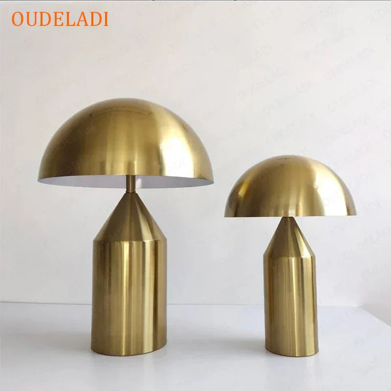مصباح طاولة فطر ذهبي DecorBites™ من الحديد لديكور المنزل، غرفة المعيشة، غرفة النوم - واجهة G9