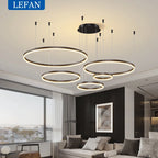Modern Brushed Ring Pendant Light in Gold and Coffee
