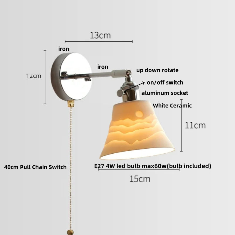 DecorBites™ Ceramic LED Wall Light Fixture Up Down Rotate Modern Style Bedside Lamp