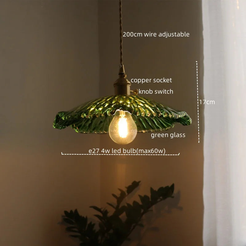 DecorBites™ مصباح معلق LED زجاجي أخضر - ثريا نحاسية حديثة على الطراز الاسكندنافي