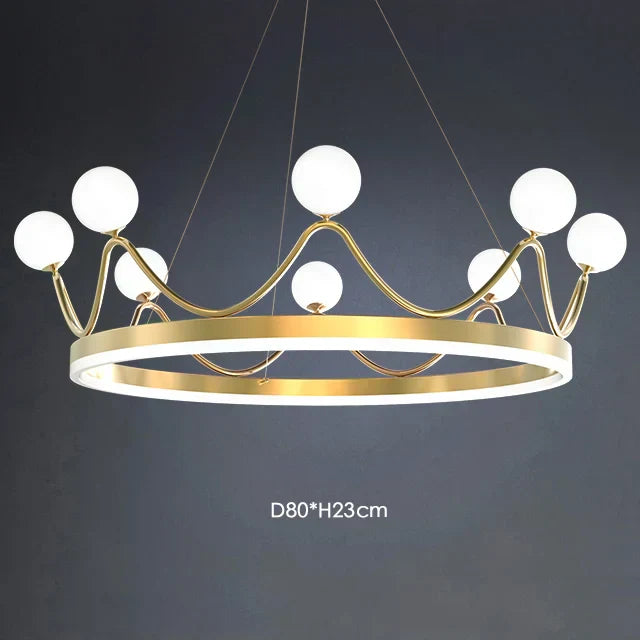 DecorBites™ Crown LED Chandelier: Elegant Ring Lustre for Kids' Room Ceiling Lighting