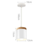 Nordic White Iron Pendant Light With Wood Accent
