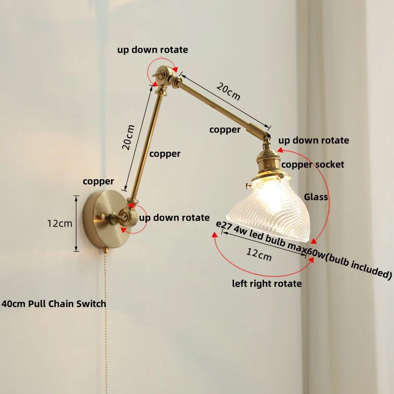 DecorBites™ Ceramic Copper LED Wall Lights with Pull Chain Switch - Nordic Modern Bedside Lamp