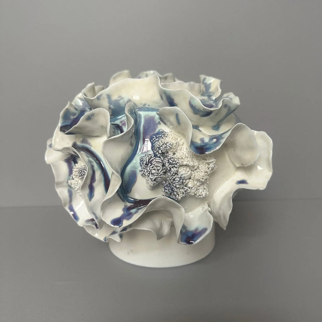 DecorBites™ Handmade Porcelain Fold Pattern Vase - Home Decoration & Floral Arrangement