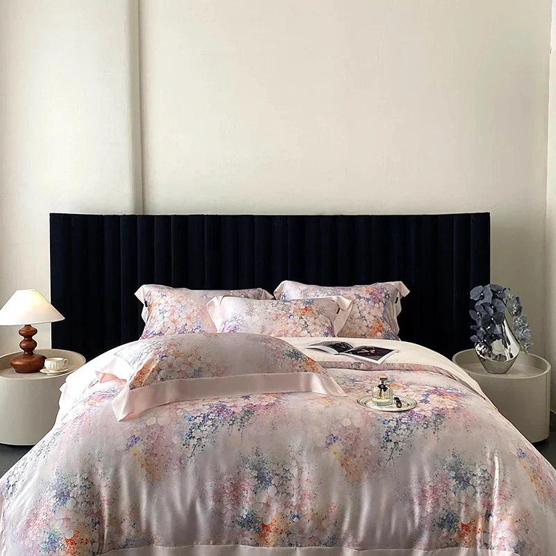 DecorBites™ Eucalyptus Fiber Flowers Print Bedding Set - Soft Silky Cool Feel