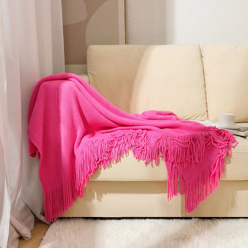 بطانية أريكة منسوجة Nordic DecorBites™ - فوطة نهاية سرير ناعمة من مزيج الصوف لديكور غرف نوم الفنادق