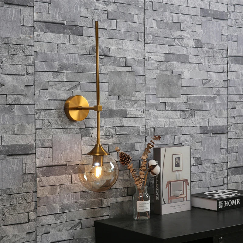 DecorBites™ Golden Glass Ball LED Wall Lamps with Touch Switch, Modern Nordic Decor Lighting