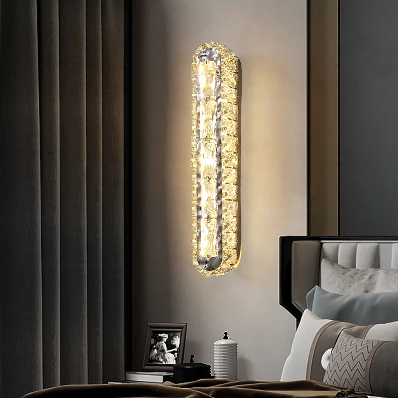 DecorBites™ Crystal LED Wall Lamp Silver Sconces | Modern Nordic Design for Bedroom and Dining Room