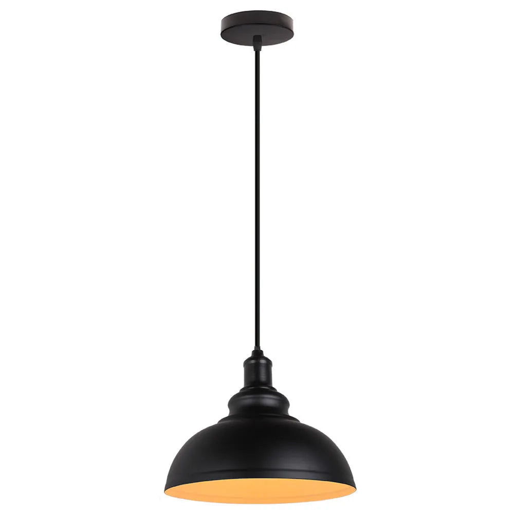Vintage Black Metal Dome Pendant Light