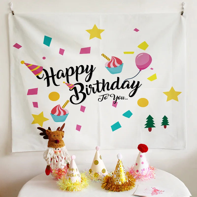 DecorBites™ Birthday Wall Tapestry Decoration Party Bedroom Hanging Cloth