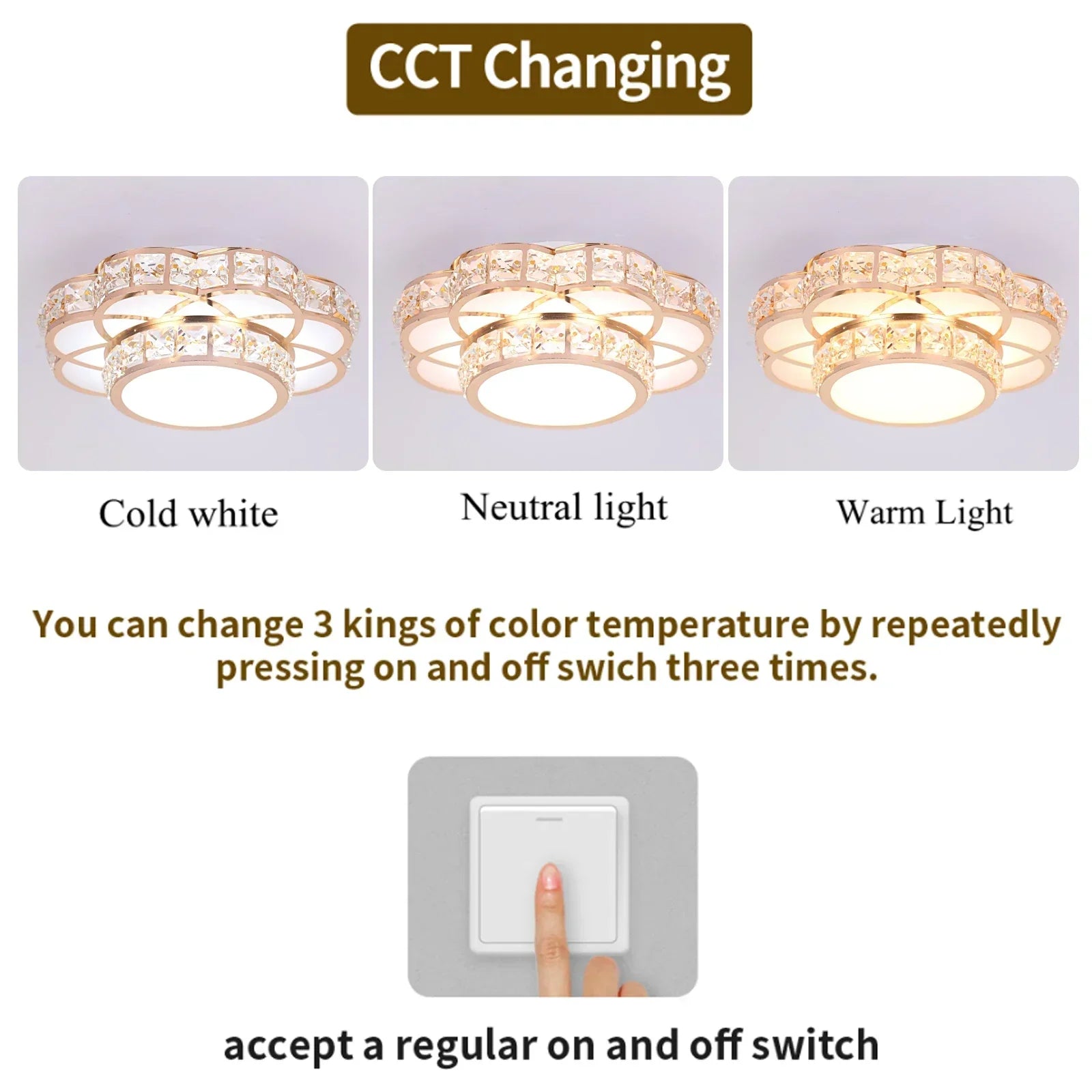 DecorBites™ Crystal LED Chandelier Ceiling Lamp Modern Elegant Indoor Decor Luminaire