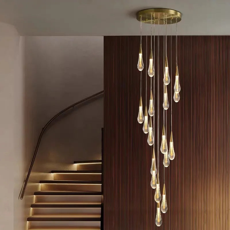 DecorBites™ Crystal LED Chandelier: Modern Loft Art Pendant Lighting for Restaurant, Bar, Staircase