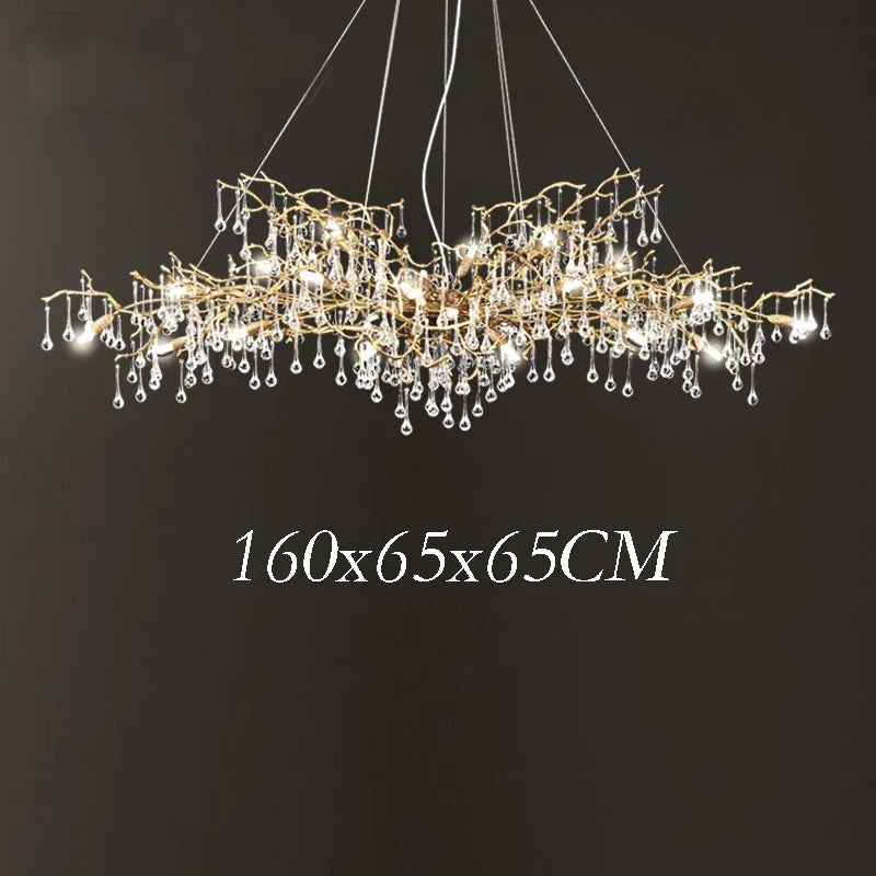 ثريا كريستال ذهبية من DecorBites™: إضاءة LED عصرية فاخرة لغرفة المعيشة والفيلا