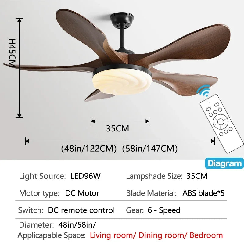 DecorBites™ 58-Inch Black Ceiling Fan Light for Dining & Living Rooms has Strong Winds.