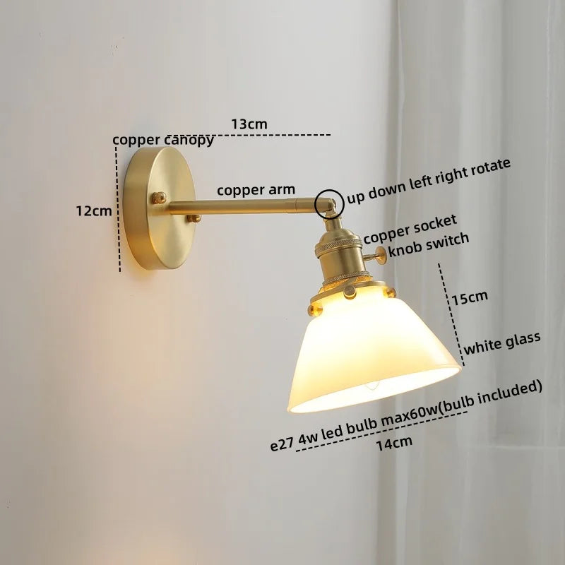 DecorBites™ Glass Copper LED Wall Lights Modern Style for Indoor Bedroom Living Room