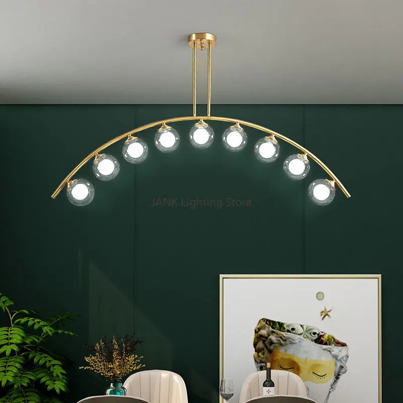 ثريا DecorBites™ الكروية الزجاجية الذهبية LED للديكور العصري البسيط في المطبخ وغرفة النوم