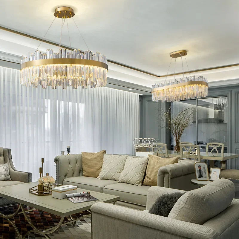 DecorBites™ Crystal Pendant Chandelier Light - Nordic Luxury Gold Ceiling Lighting for Living Room