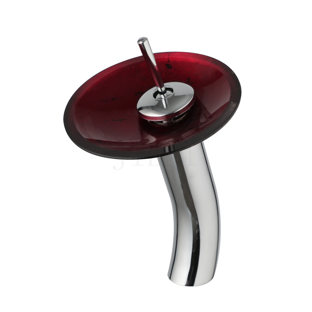 DecorBites™ Glass Rocker Handle Basin Faucet, Waterfall Mixer Taps, Chrome Finish