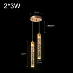 Modern Crystal Rod Pendant Light in Black or Gold